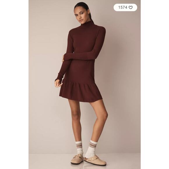 Anthropologie SUNDAYS Andes Mini Sweater Dress in Neutral Burgundy L NWT $242 - Picture 1 of 6